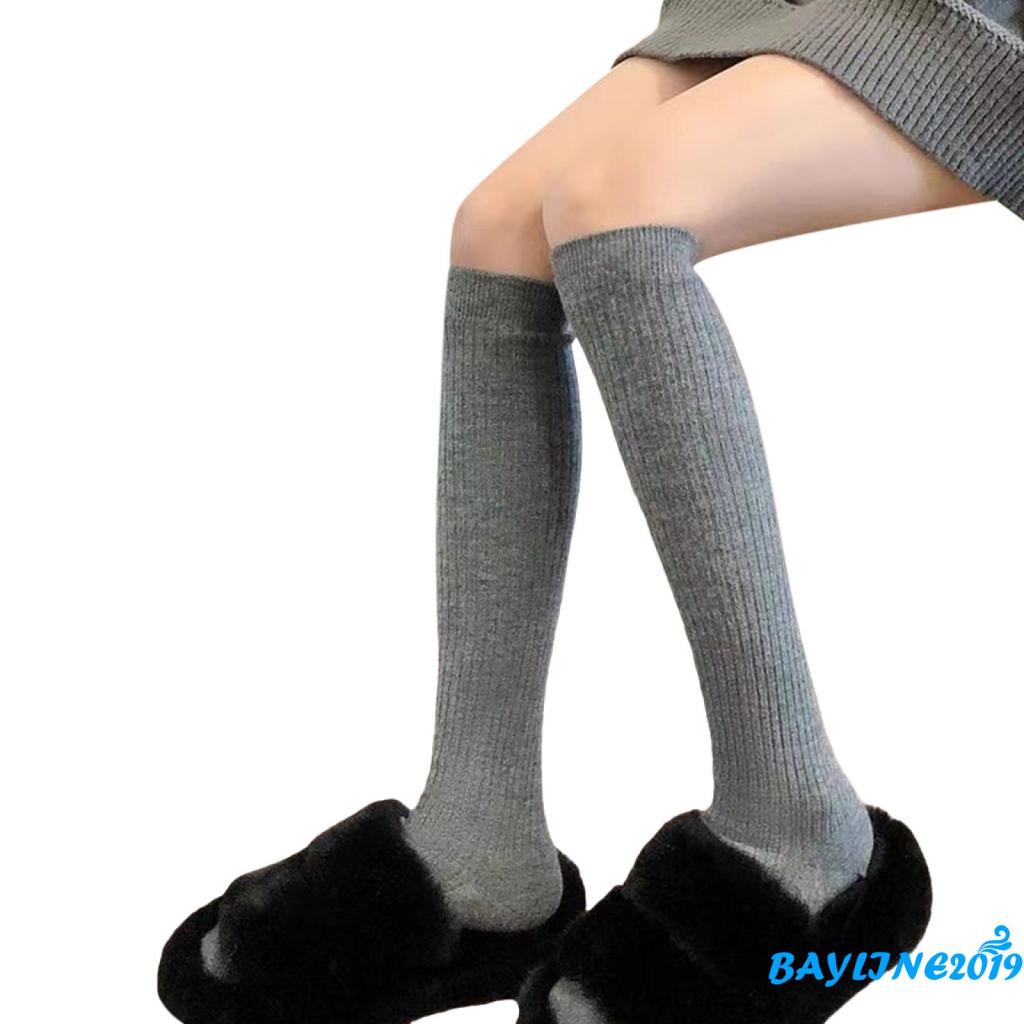 Đôi Tất Chân Dệt Kim Dài Qua Gối Màu Sắc Đơn Giản Thời Trang Thu Đông Cho Nữ