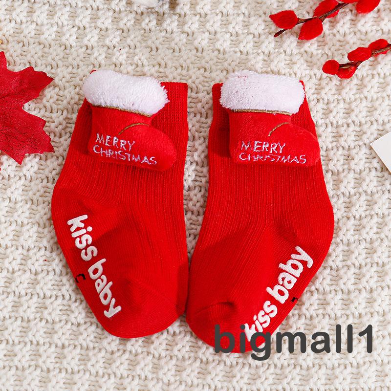 Topmall Tất cotton Giáng Sinh Dễ Thương Cho Bé 0-3 Tuổi