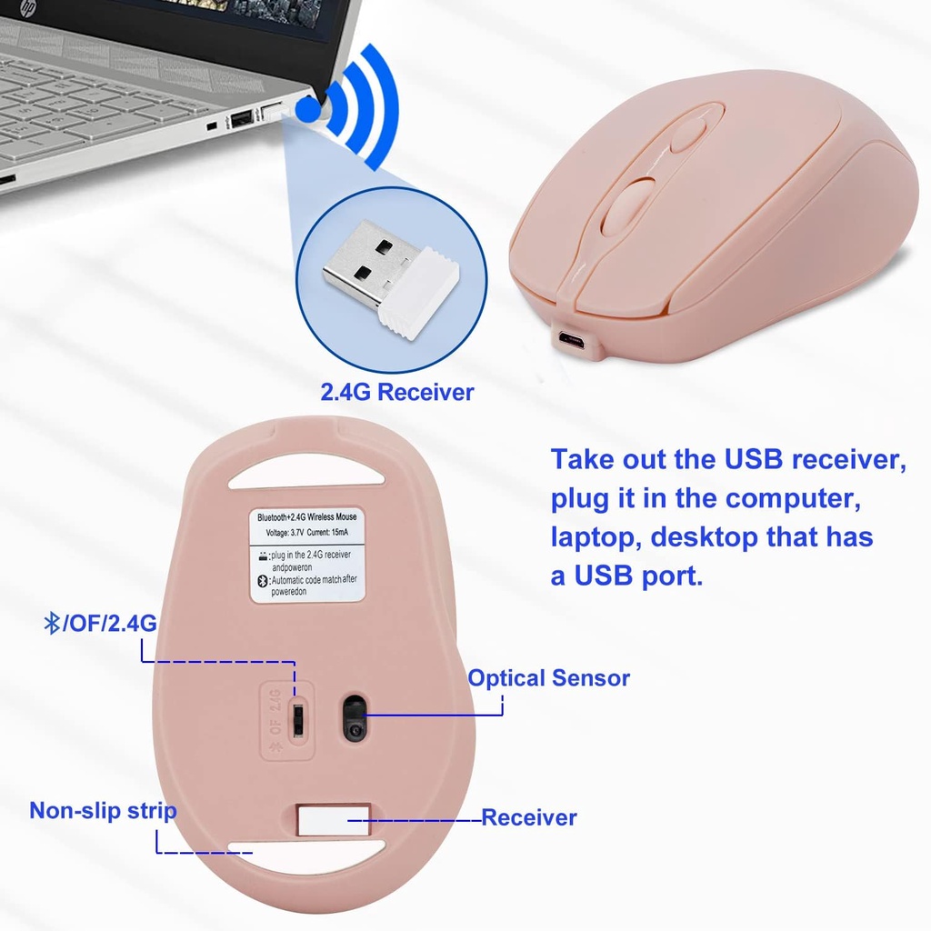 Chuột bluetooth Không Dây Hai Chế Độ Im Lặng Cho ipad macbook pro pc laptops tablet