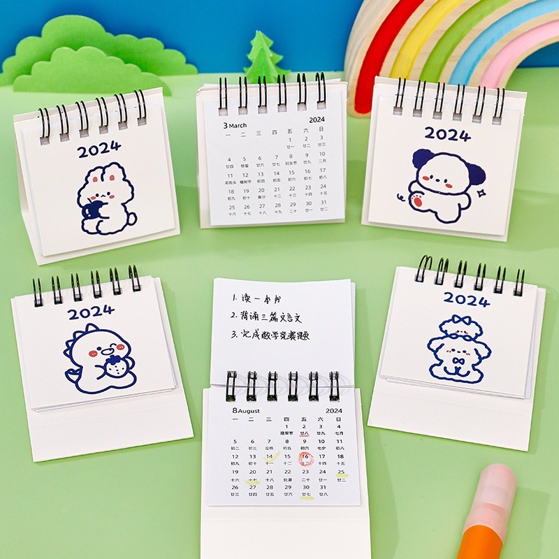 Lịch 2024 mini Để Bàn Trang Trí Dễ Thương