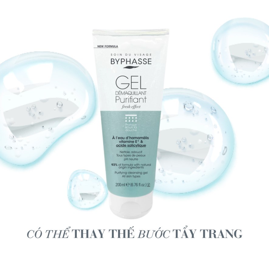 Gel rửa mặt Byphasse Purifying Cleansing Gel All Skin Types 200ml