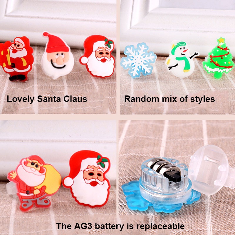 Set 10 / Bộ 10 Nhẫn Đèn led Giáng Sinh Hình Ông Già Noel Dễ Thương Cho Bé