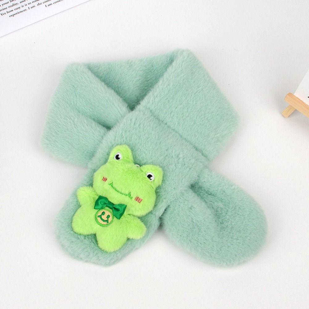 Leota Khăn Choàng Lông Thỏ Giả Dày Dặn Màu Trơn Giữ Ấm Mùa Đông Cho Bé