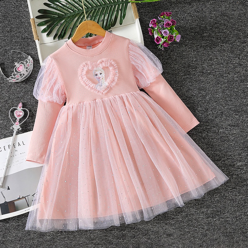 Đầm Công Chúa Dài Tay Xinh Xắn Dành Cho Bé Gái