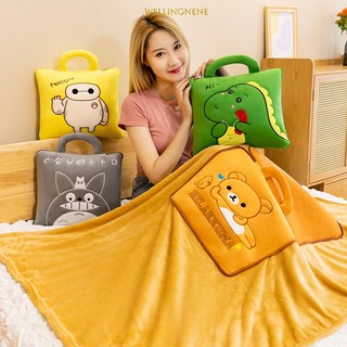 Bộ chăn gối 2 trong 1 hình thú hoạt hình giữ ấm tay cho trẻ em