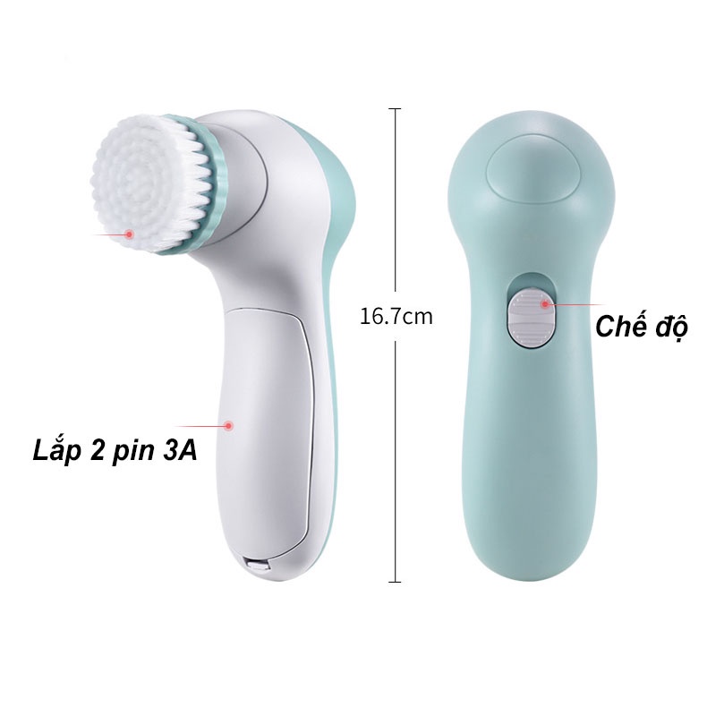 Máy Rửa Mặt Rung 5 Đầu Thay Thế Loại Bỏ Vi Khuẩn, Bụi Bẩn Có Hại B0210