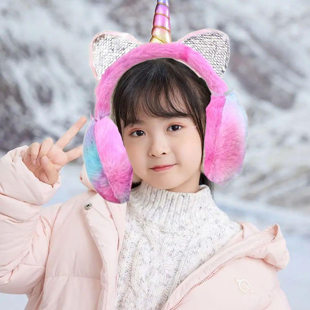 Kent1 Chụp Tai Phủ Lông Dày Dặn Giữ Ấm Chống Gió Họa Tiết Hoạt Hình Dễ Thương Cho Bé