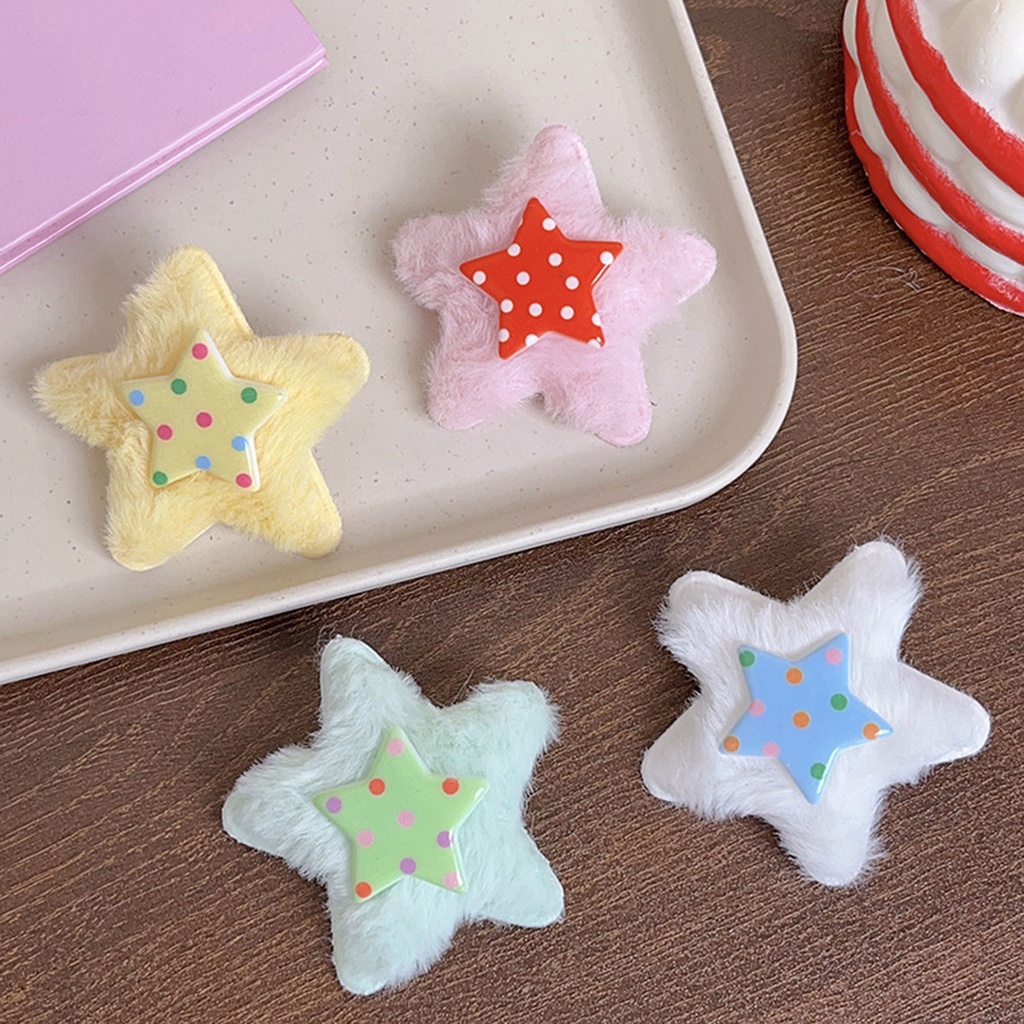 1 Kẹp Tóc Hình Ngôi Sao Năm Cánh Họa Tiết Chấm Bi Hoạt Hình Bằng Vải Lông Cho Nữ
