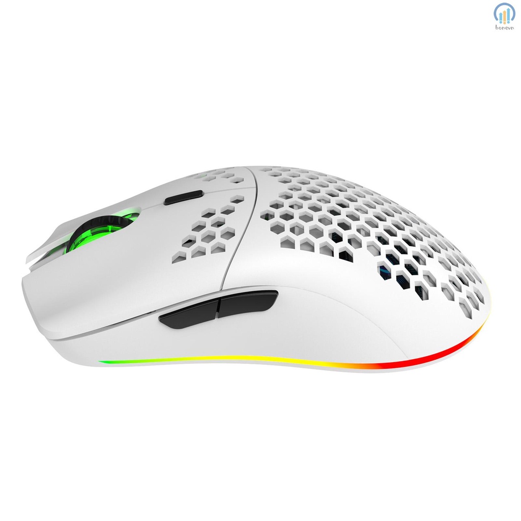 HXSJ T66 RGB Wireless Gaming Mouse with RGB Lighting Charging Computer Accessory for Desktop Laptop White