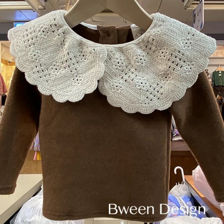 Áo Nhung Phối Ren Thời Trang Mùa Thu 2023 Mới Dành Cho Bé Gái