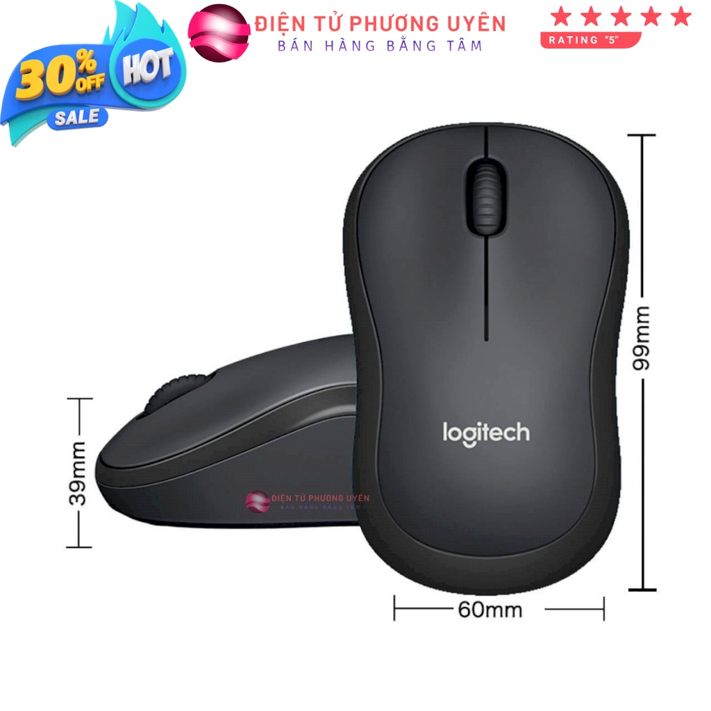 Chuột Không dây Logitech Silent M220, nút bấm êm, tặng kèm pin