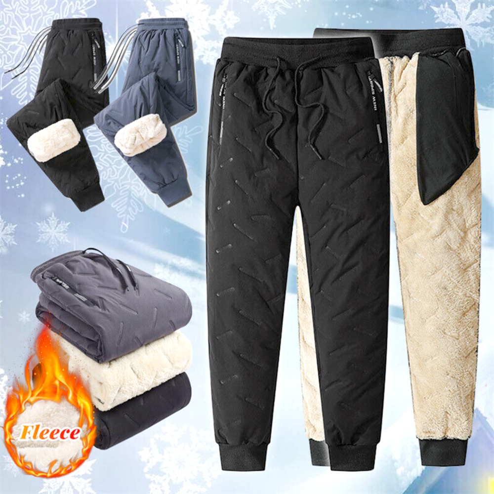 Quần Jogger Nỉ Dày Dặn Màu Đen Xám Chống Thấm Nước Thời Trang Mùa Đông 2023 Cho Nam