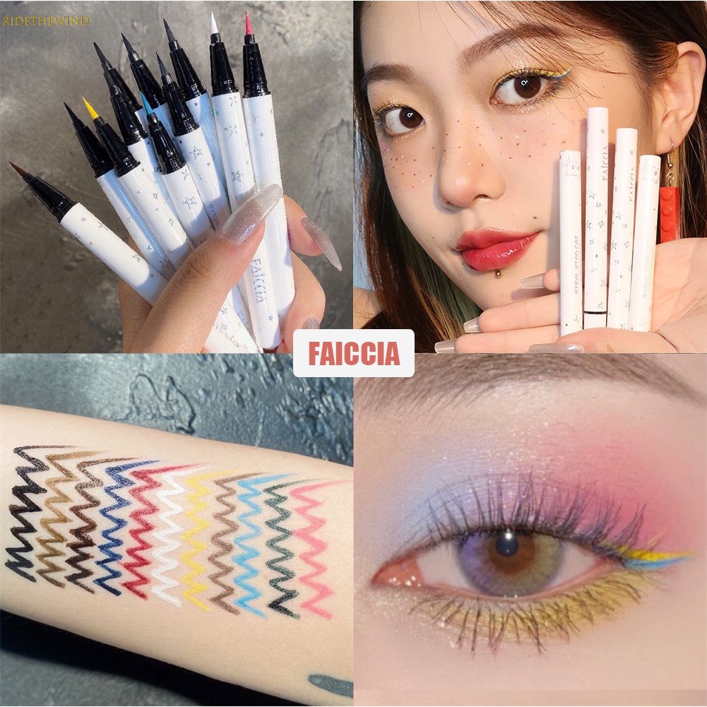 Bút Kẻ Mắt Dạng Lỏng Faiccia Nhanh Khô Lâu Trôi Trắng Tím Đen Nâu Hồng Màu Xanh Không Lem Bút Kẻ Mắt Không Thấm Nước Bút Chì Trang điểm Mắt