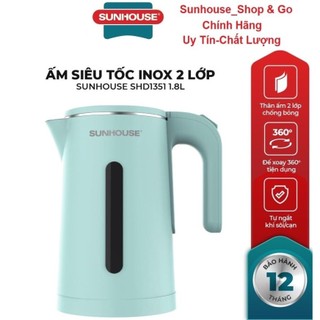 Ấm siêu tốc inox 2 lớp 1.8l sunhouse shd1351_hàng chính hãng