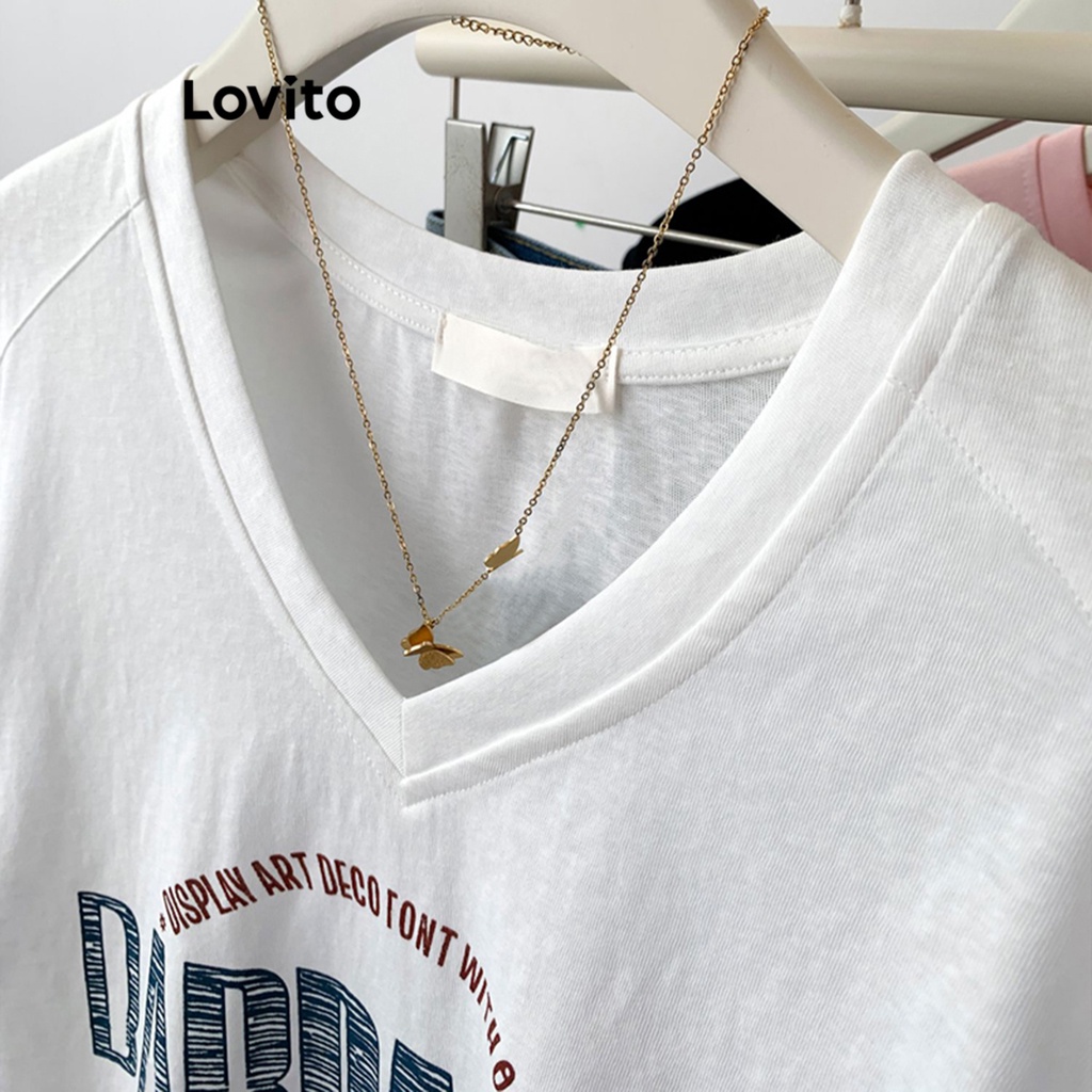 Lovito Áo thun xếp nếp thư giản dị dành cho nữ LNA24020
