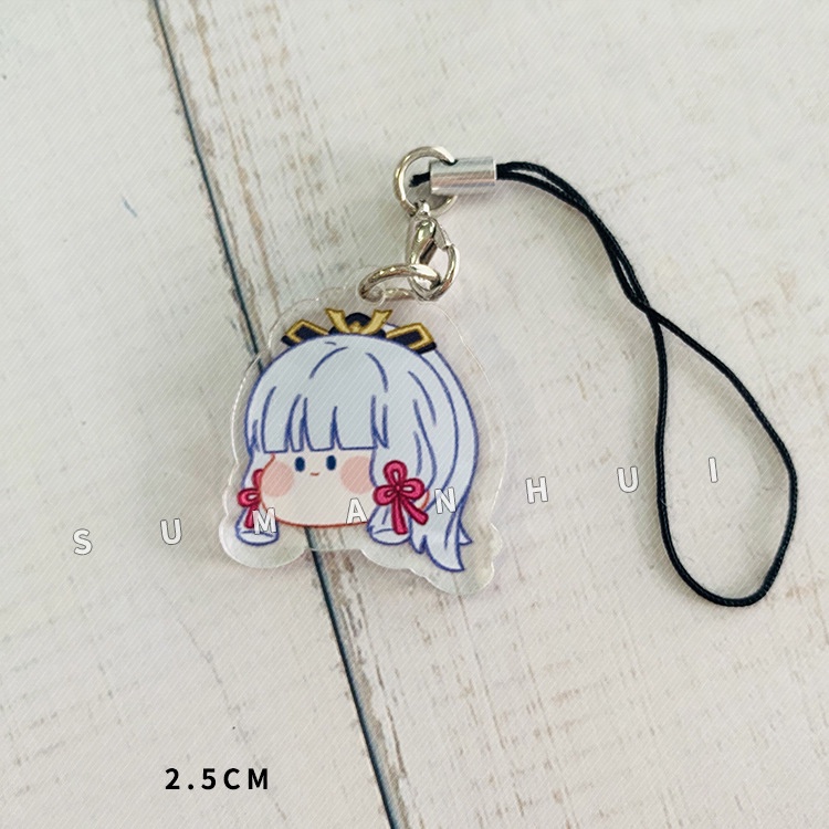 Dây treo điện thoại GENSHIN IMPACT FACE CHIBI game mica acrylic dây móc khóa ayato childe raiden yae miko cyno nilou
