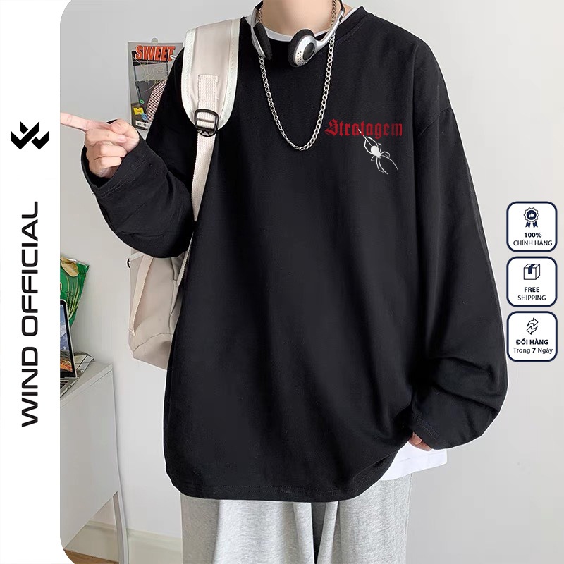 Áo thun tay dài WIIS phông unisex form rộng SPIDER WEB thời trang sweater oversize