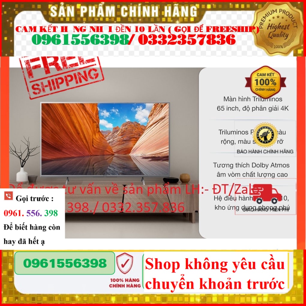 new Smart Tivi Sony 65 Inch 4K UHD KD-65X80J &lt; Chính hãng BH:24 tháng tại nhà toàn quốc&gt;