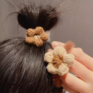 1 Dây Cột Tóc Lông Nhung Đính Hoa Dễ Thương