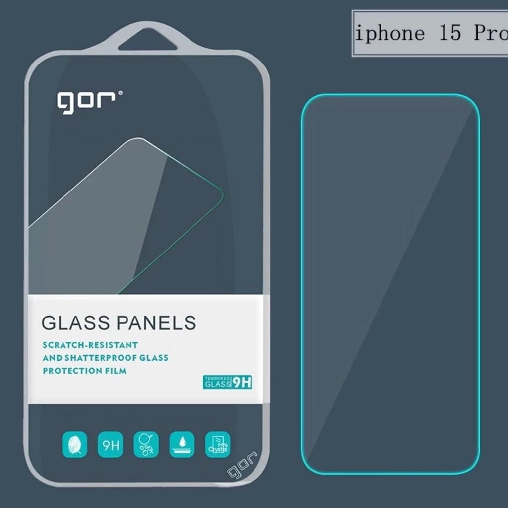 Kính cường lực Gor iPhone 15 Pro Max , 15 Pro, 15 Plus , 15 trong suốt, siêu mượt chính hãng GOR ( hộp 2 miếng)