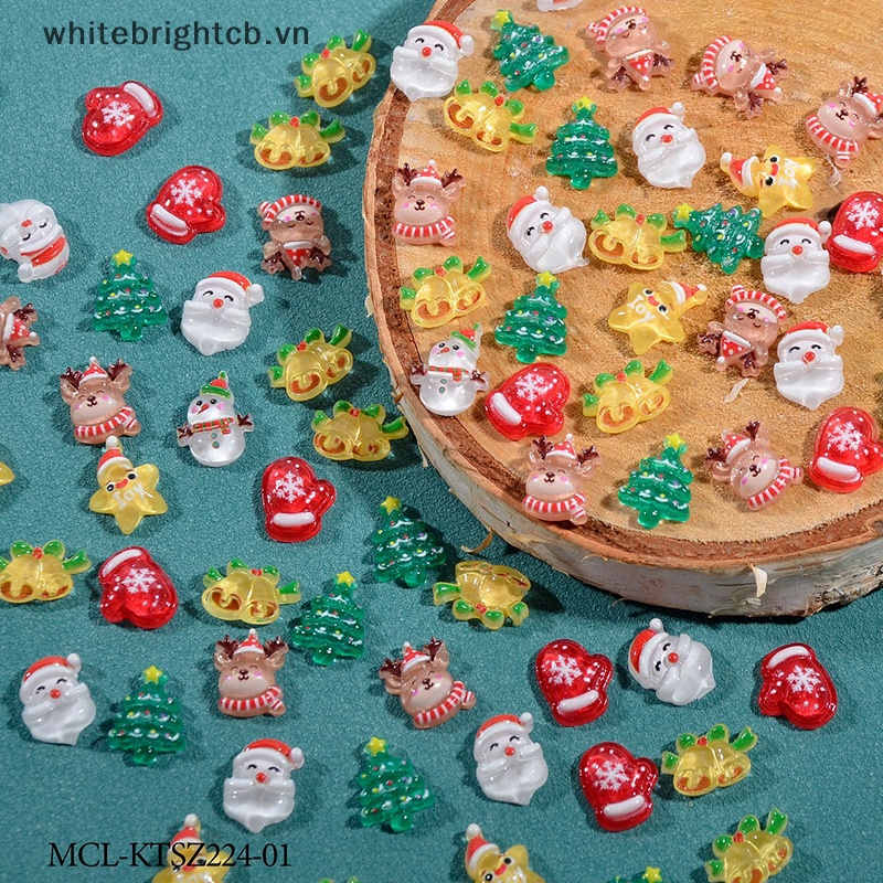 / / Cny Set / 20 Phụ Kiện Trang Trí Móng Tay 3d Nhựa resin Chủ Đề Giáng Sinh / Ông Già Noel / Nai Sừng Tấm Lưng Phẳng