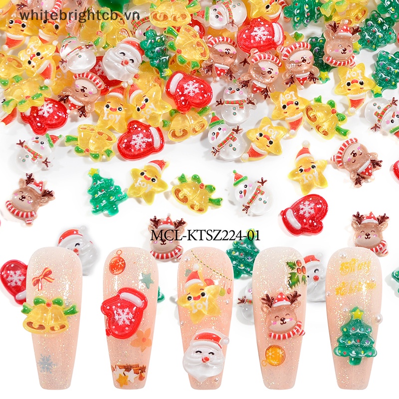 / / Cny Set / 20 Phụ Kiện Trang Trí Móng Tay 3d Nhựa resin Chủ Đề Giáng Sinh / Ông Già Noel / Nai Sừng Tấm Lưng Phẳng