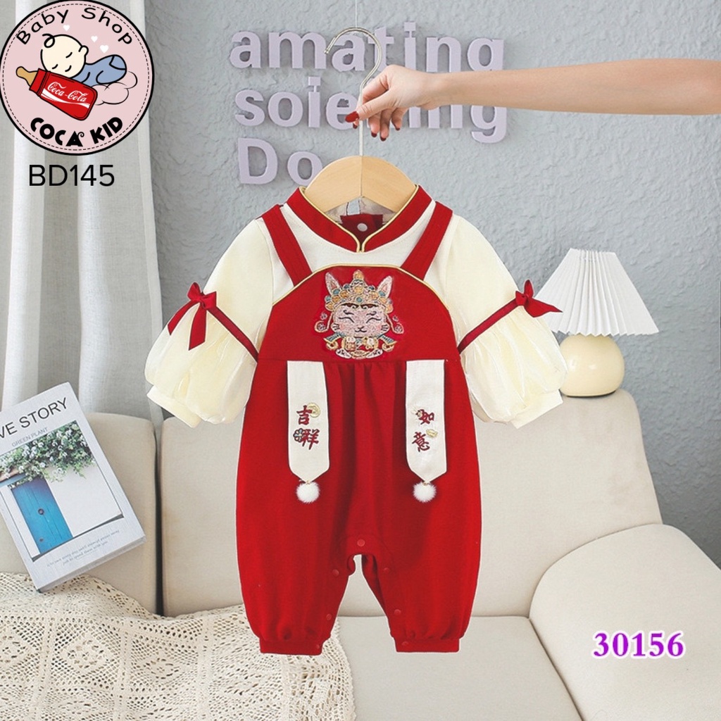 BODY THẦN TÀI TRUNG HOA COTTON KÈM KẸP TÓC