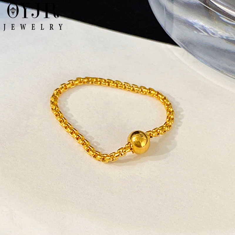 Nhẫn Cặp Bằng Thép Không Gỉ Xỏ Hạt cincin perempuan Tối Giản Không Phai Màu Vàng Kim Thích Hợp Làm Quà Tặng Trang Sức Cho Cặp Đôi