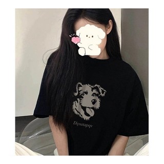 Áo thun nữ form rộng Guguno cotton cổ tròn in basic (A)