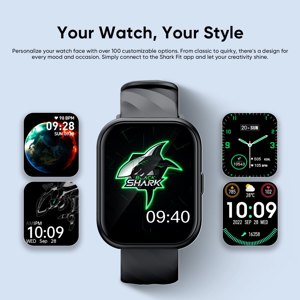 Đồng Hồ Thông Minh Hình Cá Mập Đen 2.02 '' ip68 Chống Nước Giám Sát Sức Khỏe 7 Ngày Cho Nam Và Nữ