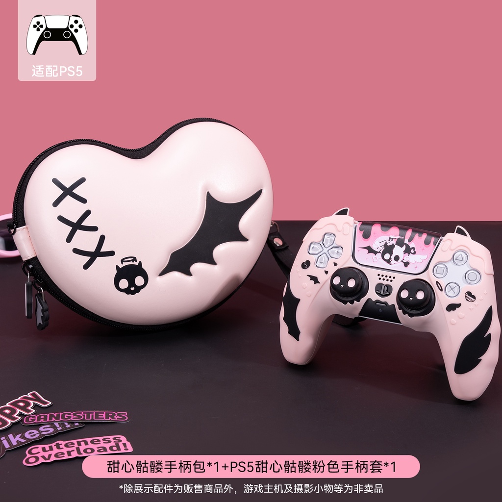 Geek Share Túi Đựng Tay Cầm Chơi Game ps4 / ps5 / switch pro / xbox Hình Đầu Lâu Màu Hồng