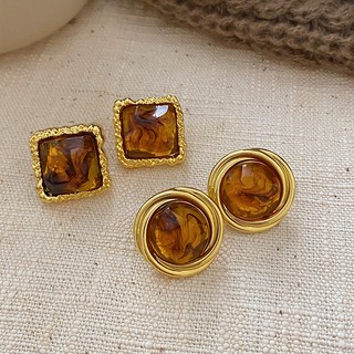 Bông Tai Mạ Bạc 925 Hình Tròn Phong Cách Pháp Cổ Điển Sang Trọng