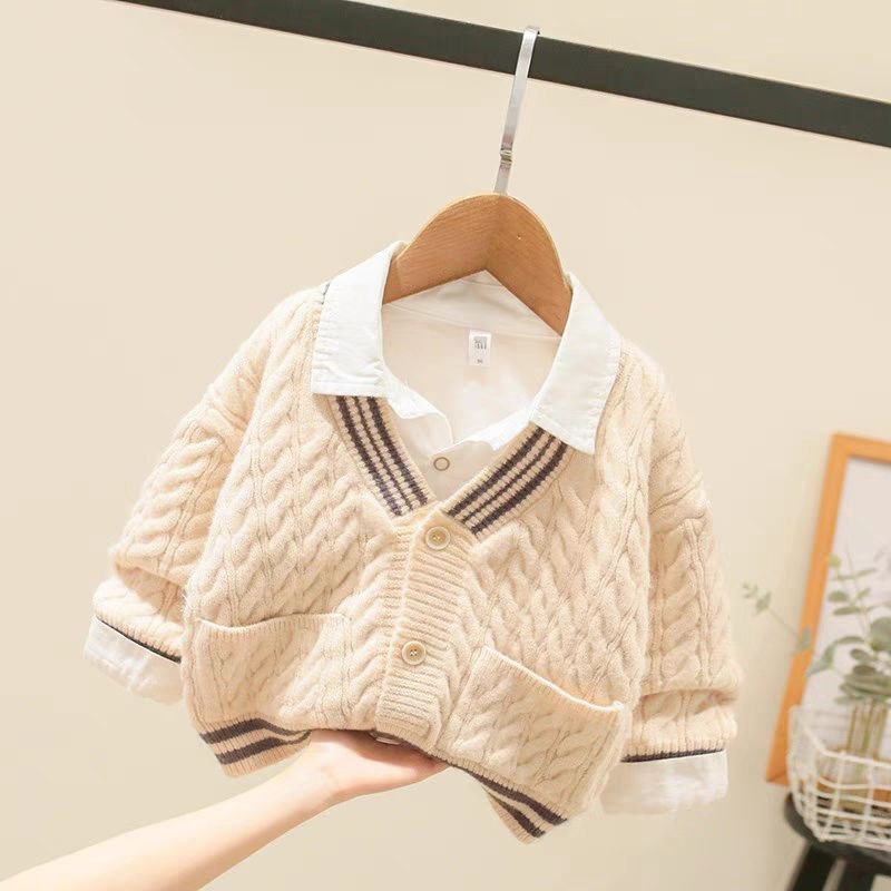 Áo Len Cổ Chữ v Thời Trang Phong Cách Hàn Quốc Cho Bé Trai