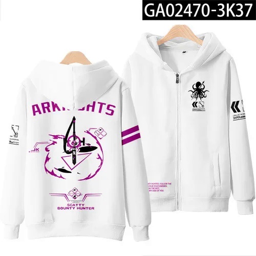 Áo Khoác hoodie Có Khóa Kéo In Hình game arknights 3d Thời Trang Đường Phố Cho Nam Và Nữ