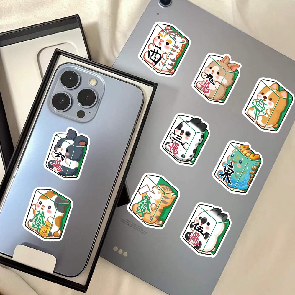 Bộ 60 Miếng Dán Trang Trí Mũ Bảo Hiểm / Bút Chì Họa Tiết Hoạt Hình Động Vật graffiti q Độc Đáo