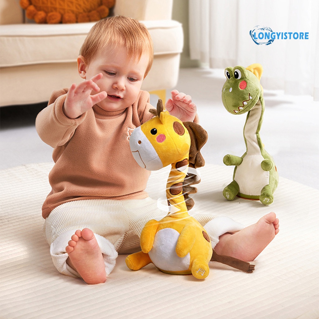 Thú Nhồi Bông Điện Tử Mềm Mại Hình Hươu Cao Cổ  Nhảy Múa Cho Bé Trai Bé Gái