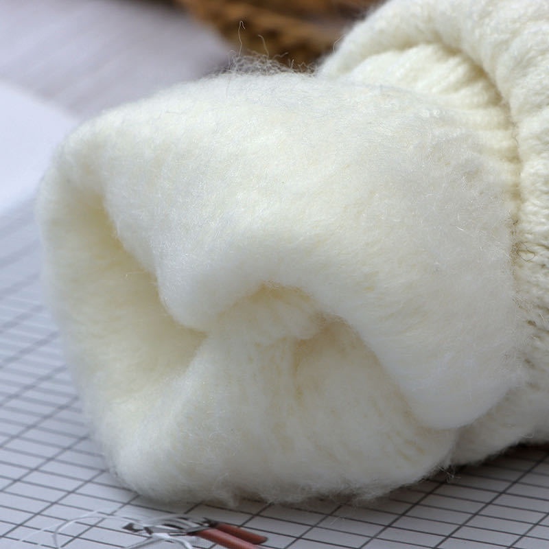 Găng Tay Len Dày Màu Trơn Giữ Ấm Có Thể Chạm Màn Hình Cảm Ứng