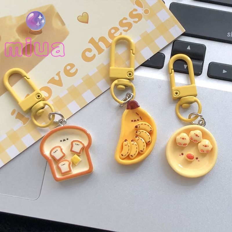 Miua🔮Móc Khóa Trang Trí Ba Lô / Túi Xách Hình Bánh Mì Trứng / Chuối Hoạt Hình Sáng Tạo Dễ Thương