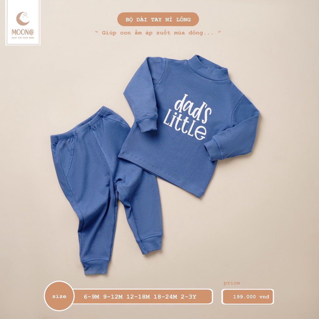 Set cổ 3 phân len tăm bé trai bé gái Moon size 9m-3y