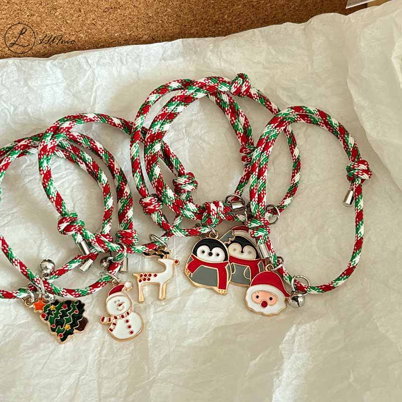 Luimo Vòng Tay Dây Mặt Hình Ông Già Noel Tuần Lộc Chim Cánh Cụt Hoạt Hình Sáng Tạo Có Chuông Điều Chỉnh Được Cho Cặp Đôi Yêu Thích * Bán