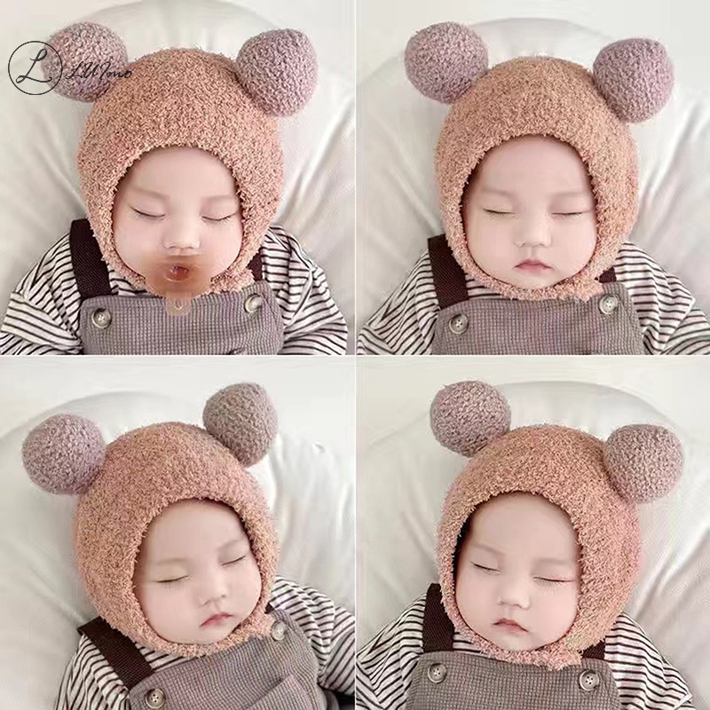 Luimo Mũ Len Lông Cừu Mềm Mại Bảo Vệ Tai Giữ Ấm Mùa Đông Cho Bé Sơ Sinh