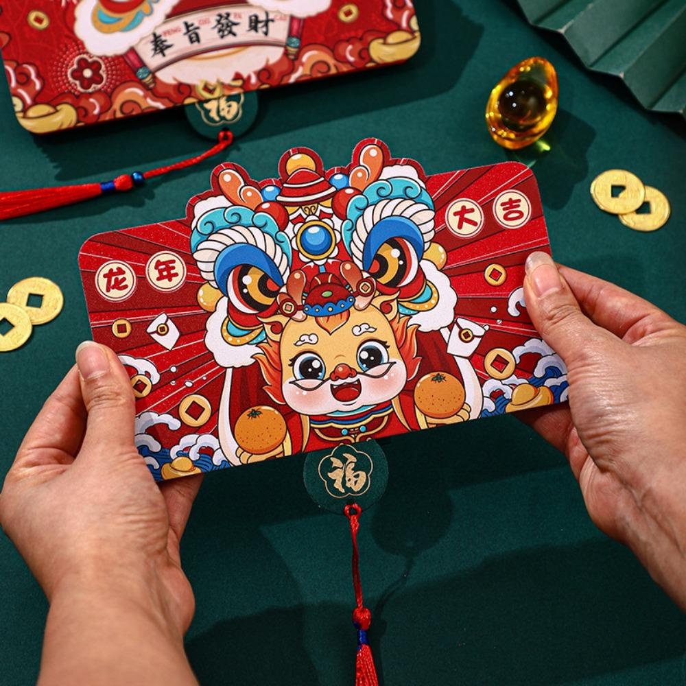 Bao Lì Xì Đỏ Hình Chữ Nhật Năm Mới angpao cny angpaw May Mắn Phong Cách Trung Hoa Có Thể Gập Lại