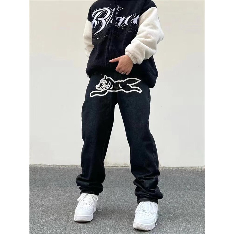Quần baggy Jean hip hop In Hình Cún Roma Thời Trang Mới 2023 y2k