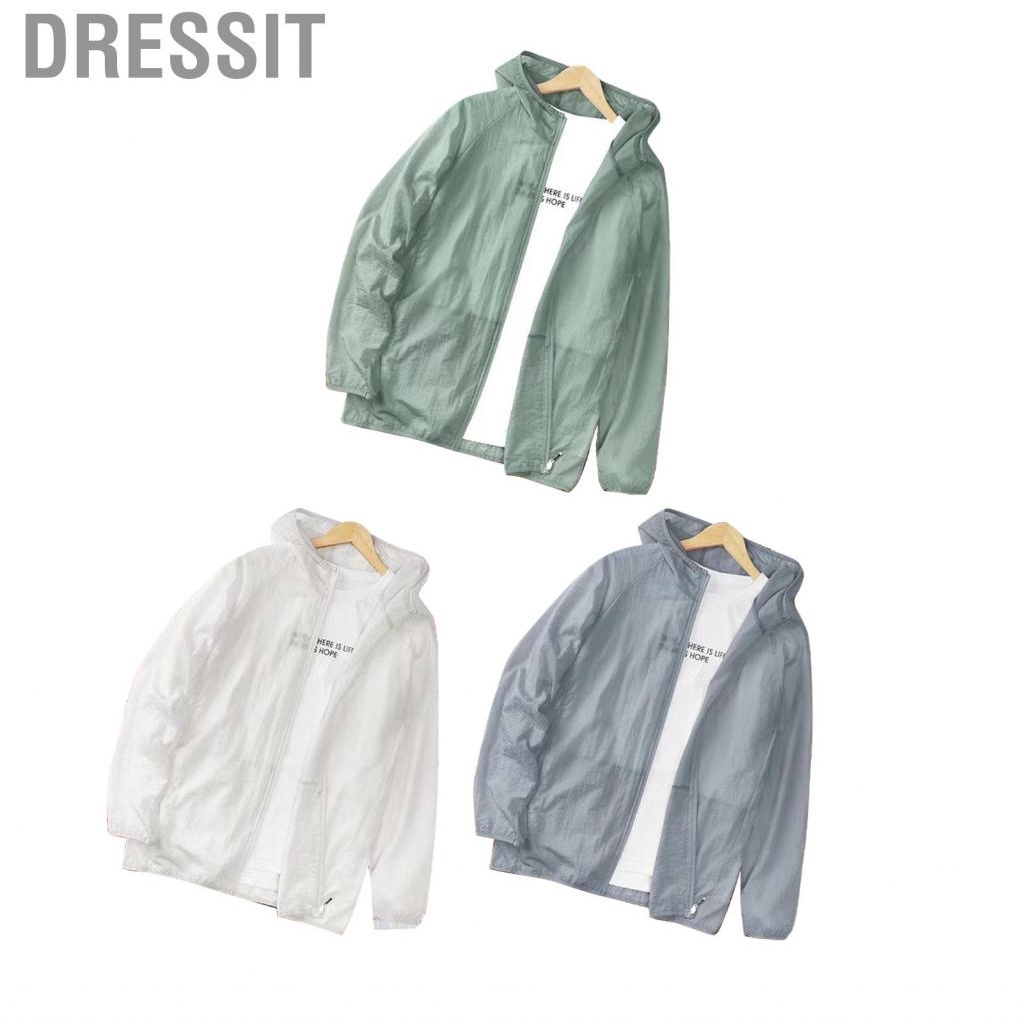 Dressit Men Sun Protection Jacket  Soft and Comfortable Sunproof Clothing Breathable Lightweight Polyester Fiber for Hiking