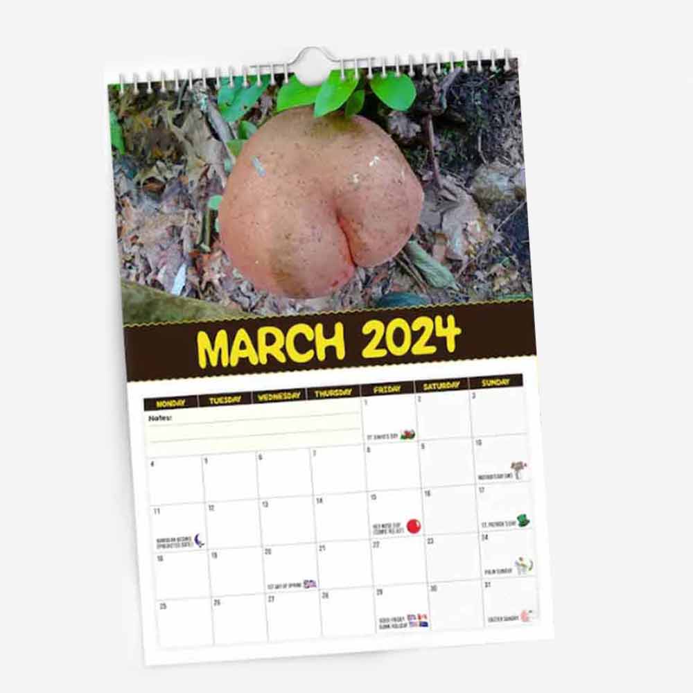 Mushroom Calendar 2024 World's Greatest Mushroom Wall Calendars 2024 Funny Butts Shape Planner Calendar