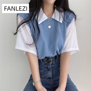 FANLEZI thun áo áo polo  nữ Thời trang hàn quốc A23K013
