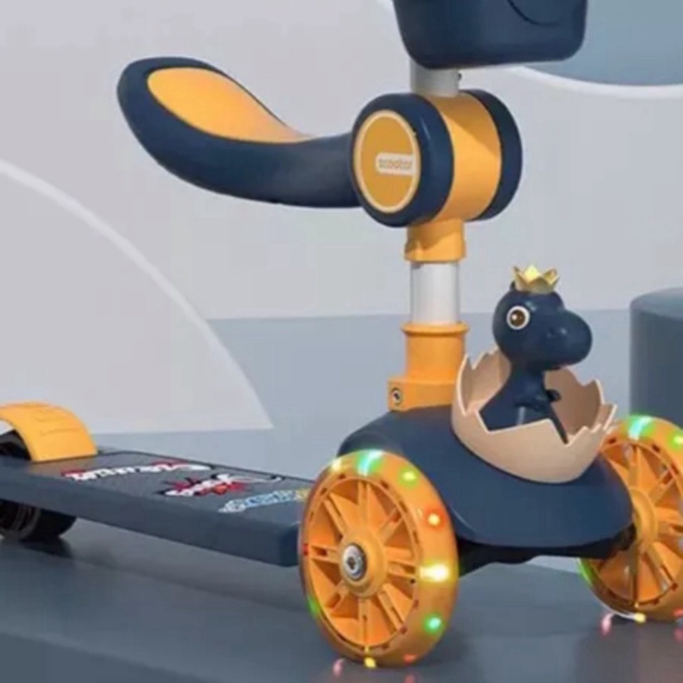 Xe trượt scooter cho trẻ em có đèn, ghế ngồi 2in1 có giỏ đồ mẫu mới - Xe đồ chơi cho bé . [TẶNG Ô TÔ]
