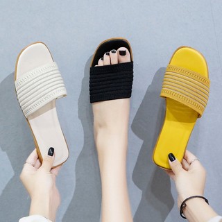 Dép sandal đế phẳng dệt kim thời trang cho học sinh