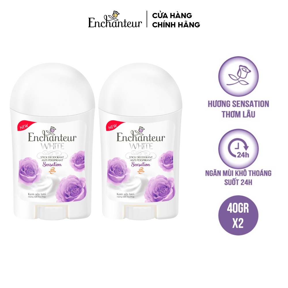 Combo 2 Sáp khử mùi trắng da Enchanteur Sensation 40g/chai