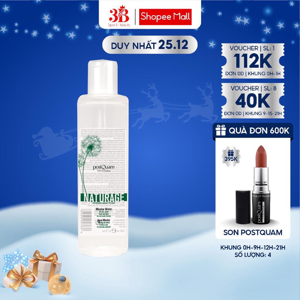 Nước Tẩy Trang POSTQUAM Naturage Micellar Water Làm Sạch Sâu Dịu Nhẹ An Toàn Cho Cả Da Nhạy Cảm 200ML Q63